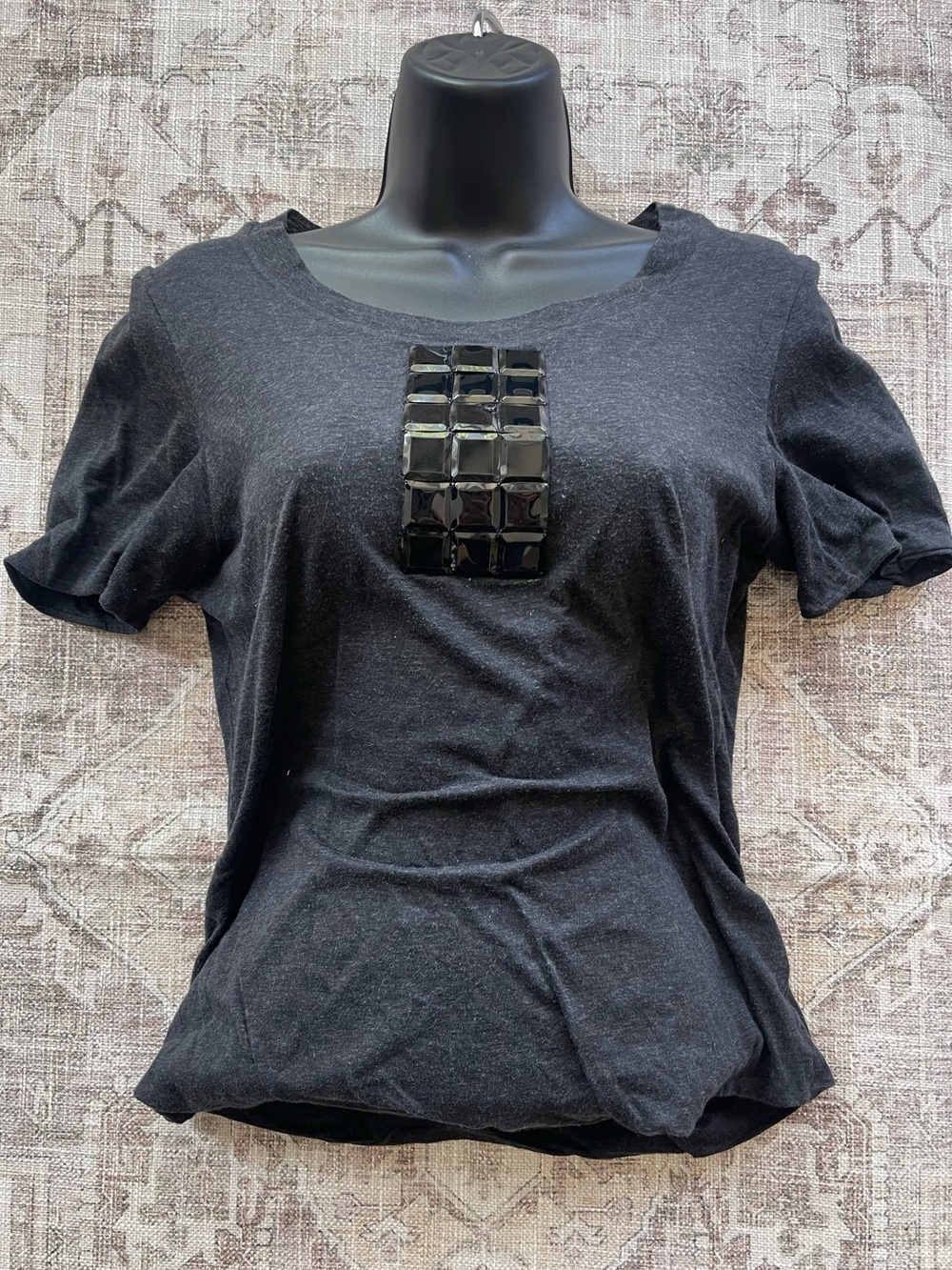 Marni Short Sleeve Tee with Glossy Square Embellishment